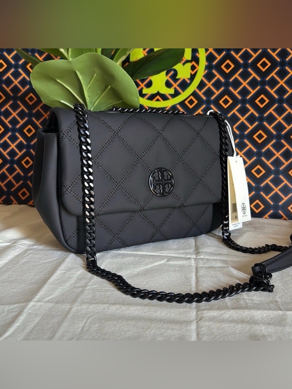 NWT , Tory Burch willa matte small shoulder Black Crossbody Bag